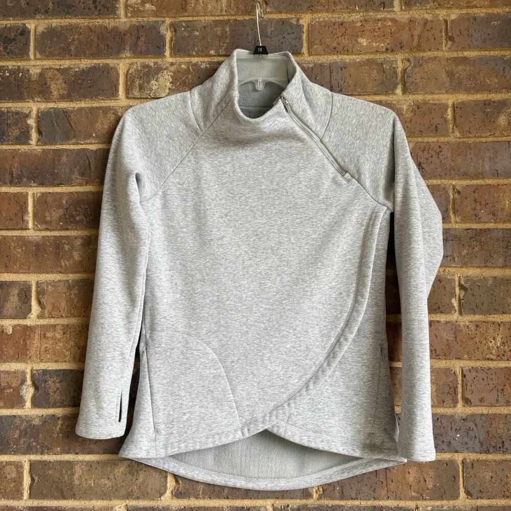 Athleta Cozy Karma ASYM Pullover Sweater Women's XXS Gray Fleece